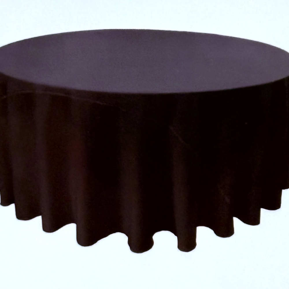 132" Round 100% Polyester Black Tablecloth Elegant Parties Weddings